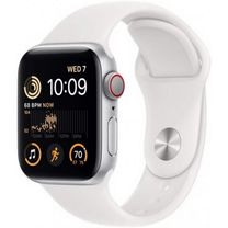 Apple Watch SE 2 2024 GPS + Cellular 44mm Silver Aluminum Case with White Sport Band - M/L (MNU63)