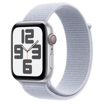 Apple Watch SE 2 2024 GPS + Cellular 44mm Silver Aluminum Case with Blue Cloud Sport Loop (MXG63, MXGR3)