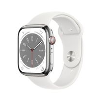 Смарт-годинник Apple Watch Series 8 GPS + Cellular 45mm Silver S. Steel Case w. White S. Band (MNKE3)