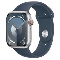 Apple Watch Series 9 GPS + Cellular 41mm Silver Alu. Case w. Storm Blue S.Band - S/M (MRHV3)