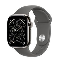 Apple Watch Series 11 GPS + Cellular 42mm Natural Titanium Case with Stone Gray Sport Band - S/M (MF8M4)