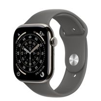 Apple Watch Series 11 GPS + Cellular 46mm Natural Titanium Case with Stone Gray Sport Band - S/M (MFCW4)
