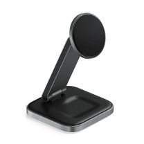 Беспроводное зарядное устройство Satechi 2-in-1 Foldable Qi2 Wireless Charging Stand Space Gray (ST-Q21FM)