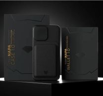 Чехол iLera NAPA leather Case 1.0 for iPhone 15 Pro, Black + iLera NAPA leather Wallet 1.0 for iPhone, Black  в подарок