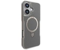 Чехол TPU+PC Metal Buttons with MagSafe iPhone Carbon Ring для Apple iPhone 16 (6.1") (Серый)