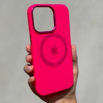 Чохол Silicone case Metal Camera with MagSafe (iPhone 14 Pro, Hot Pink)