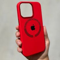 Чохол Silicone case Metal Camera with MagSafe (iPhone 14 Pro, Red)