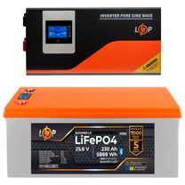 Комплект ДБЖ LogicPower LPM-PSW-3000VA 2000Вт (22892) + Акумулятор LogicPower LiFePO4 25,6V - 230 Ah 5888Wh BMS 200A/200А пластик LCD Smart BT (31356)