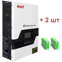 Комплект збереження енергії Інвертор Must PV18-3224VPM II + 2шт гелевих акумуляторів Monbat 12MVR200