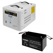 Комплект Гібридне ДБЖ/інвертор Volt Polska SINUS PRO 1500E 12V 230V (3SP091512E) + Акумулятор Volt Polska AGM 12V 100Ah VRLA (6AKUXAG100)