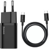 МЗП Baseus Super Silicone PD Charger 25W (1Type-C) + Cable Type-C to Type-C 3A (1m) - black (TZCCSUP-L01)