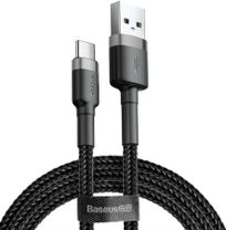 Кабель Baseus Cafule Cable USB For Type-C 3A 0.5m Gray Black (CATKLF-AG1)