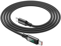 Кабель BOROFONE BU32 Type-C to Type-C 5A, 100W, 1.2m, nylon, aluminum connectors, digital display, Black Кабель BOROFONE BU32 Type-C to Type-C 5A, 100W, 1.2m, nylon, aluminum connectors, digital display, Black