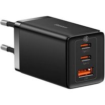 Сетевое зарядное устройство Baseus GaN5 Pro Fast Charger USB + 2USB-C 65W (with Type-C to Type-C cable) Black (CCGP120201)