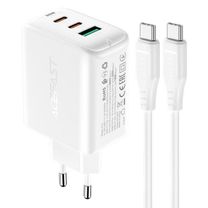 Сетевое зарядное устройство Acefast A13 2xUSB-C + USB-A 65w + кабель USB-C to USB-C (White)