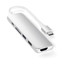 Мультипортовий адаптер Satechi Aluminum Type-C Slim Multi-Port Adapter 4K V2 Silver (ST-SCMA2S)