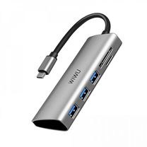 Переходник HUB WIWU Alpha 532ST USB3.0*3+SD+TF Gray