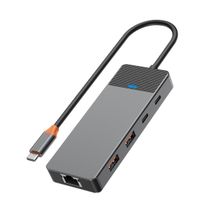 Адаптер HUB WIWU [A923RPT] Linker 9in1 USB-C to USB-C+2xUSB2.0+2xUSB3.1+SD/MicroSD+RJ45+PD 100W