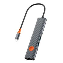 Хаб WIWU [Wi-HB005] Travel 5in1 USB-C to 2xUSB3.1+HDMI+RJ45+PD 100W (Grey)