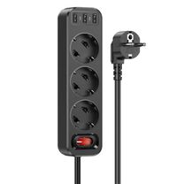 Мережевий фільтр Hoco NS2 (3 розетки + 3 USB) 1.8m - black (765161)