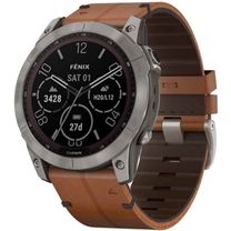 Смарт-годинник Garmin Fenix 7X Sapphire Solar Titanium w. Chestnut Leather Band (010-02541-19)