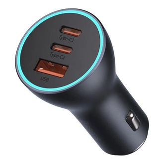 Автомобильное зарядное устройство Baseus Golden Contactor Pro Triple Fast Charger Car Charger 65W U+C+C Dark Gray (CGJP010013) - фото 1
