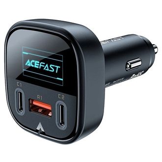 Автомобильное зарядное устройство Acefast Metal B5 2xUSB-C + USB-A 101w with OLED Smart Display (Black) - фото 1