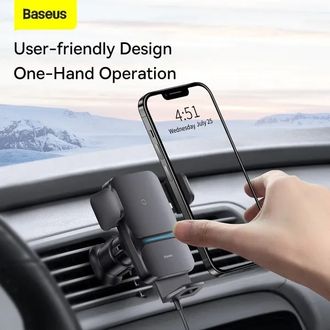 Автомобільний тримач із бездротовою зарядкою Baseus Wisdom Auto Alignment 15W Black (CGZX000001) - фото 3