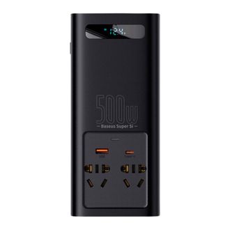 Автомобильный инвертор Baseus Super Si Power Inverter 500W (220V CN/EU) Black (CGNB000101) - фото 1