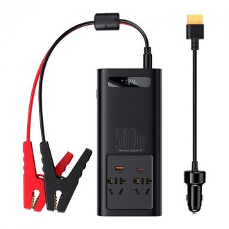 Автомобильный инвертор Baseus Super Si Power Inverter 500W (220V CN/EU) Black (CGNB000101) - фото 2