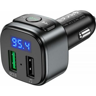 АЗУ з FM-модулятором HOCO E67 Fighter QC3.0 18W car BT FM transmitter Black - фото 2