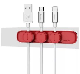 Держатель кабелей Baseus Peas Cable Clip Red (ACWDJ-09) - фото 3
