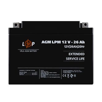 Акумулятор для ДБЖ LogicPower AGM LPM 12V - 26 Ah під болт М5 (22883) - фото 1 Акумулятор для ДБЖ LogicPower AGM LPM 12V - 26 Ah під болт М5 (22883) - фото 1