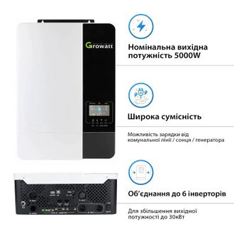 Комплект сохранения энергии автономный инвертор Off-Grid Growatt SPF5000ES + Аккумуляторная батарея V-TAC LiFePO4 51,2V 100Аh (1 шт) - фото 2