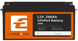 Акумулятор Lithtech TE12200B + Bluetooth LiFePO4 12,8V 200Ah, 2.25kWh, BMS200A@4S, 6000 cycles - фото 2 Акумулятор Lithtech TE12200B + Bluetooth LiFePO4 12,8V 200Ah, 2.25kWh, BMS200A@4S, 6000 cycles - фото 2
