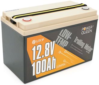 Акумулятор LiFePO4 Power Queen 12.8V 100Ah Low-Temp, 1280Wh, BMS 100A, 329*172*214mm (PowerQueen-128V100Ah-LT) - фото 1