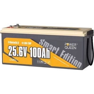 Акумулятор LiFePO4 Power Queen 25.6V 100Ah BT, 2560Wh, BMS 100A, 532*207*215мм - фото 1