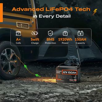 Акумулятор для ДБЖ/інвертора Humsienk 150Ah Bluetooth LiFePO4 12V (HS12V150AH110BT) Europe - фото 2