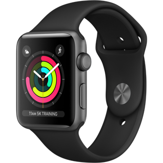 Б/У Apple Watch Series 3 42mm GPS Space Gray Aluminum Case with Black Sport Band (MQL12) - фото 1
