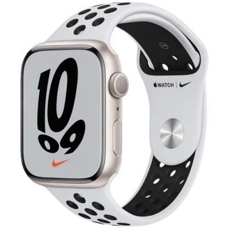 Б/У Apple Watch Nike Series 7 GPS 45mm Starlight Aluminum Case w. Pure Platinum/Black Nike Sport Band (MKNA3) - фото 1