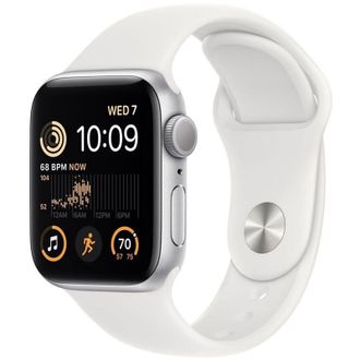 Б/У Apple Watch SE 2 GPS 40mm Silver Aluminum Case with White Sport Band - S/M (MNT93) - фото 1