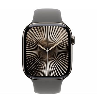 Смарт-годинник Apple Watch Series 10 GPS + Cellular 46mm Natural Titanium Case w. Stone Grey Sport Band - M/L (MWYA3) - фото 2