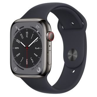 Смарт-часы Apple Watch Series 8 GPS + Cellular 45mm Graphite S. Steel Case w. Midnight S. Band (MNKU3) - фото 1 Смарт-часы Apple Watch Series 8 GPS + Cellular 45mm Graphite S. Steel Case w. Midnight S. Band (MNKU3) - фото 1