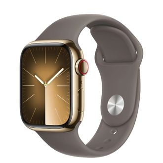 Apple Watch Series 9 GPS + Cellular 41mm Gold S. Steel Case w. Clay S. Band - S/M (MRJ53) - фото 1 Apple Watch Series 9 GPS + Cellular 41mm Gold S. Steel Case w. Clay S. Band - S/M (MRJ53) - фото 1