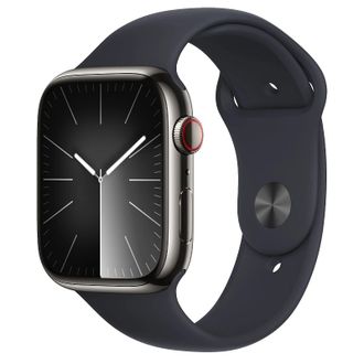 Apple Watch Series 9 GPS + Cellular 45mm Graphite S. Steel Case w. Midnight Sport Band - S/M (MRMV3) - фото 1
