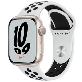 Вживаний Apple Watch Nike Series 7 GPS 41mm Starlight Aluminum Case w. Pure Platinum/Black Nike Sport Band (MKN33) - фото 1