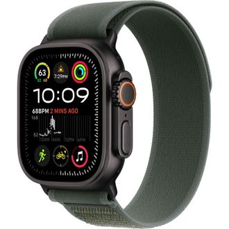 Apple Watch Ultra 2 2024 GPS + Cellular 49mm Black Titanium Case with Green Trail Loop - S/M (MYTJ3+MYQ33) - фото 1
