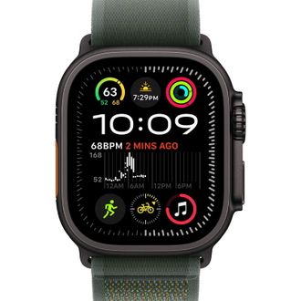 Apple Watch Ultra 2 2024 GPS + Cellular 49mm Black Titanium Case with Green Trail Loop - S/M (MYTJ3+MYQ33) - фото 2
