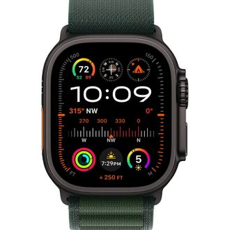 Apple Watch Ultra 2 2024 GPS + Cellular 49mm Black Titanium Case with Dark Green Alpine Loop - Large (MX4T3) - фото 2