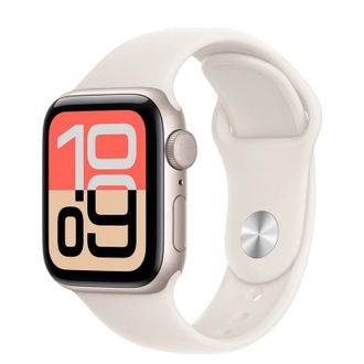 Apple Watch SE 3 GPS + Cellular 40mm Starlight Aluminum Case with Starlight Sport Band - S/M (MEP64) - фото 1